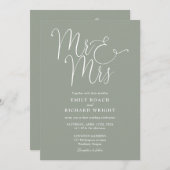 Alles in einem Mr. und Mrs. Chic Sage Green Weddin Einladung (Vorne/Hinten)