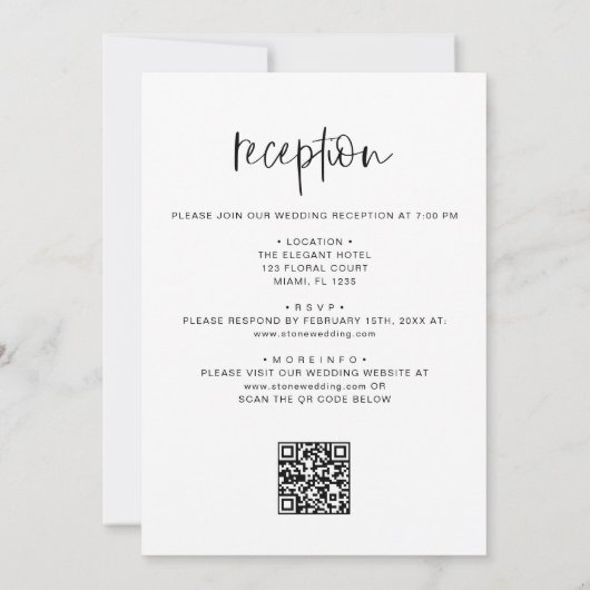 Alles in einem QR-Code die Hochzeit von Minimalist Einladung (Rückseite)