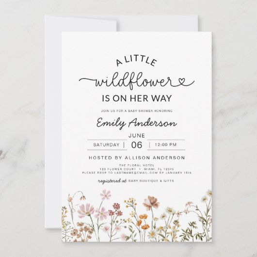 Alles in einem QR-Code Kleine Wildblume Kinderdusc Einladung (Vorderseite)