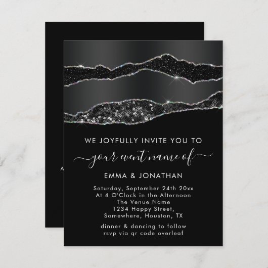 Alles in einem QR-Code Schwarzer Silver Glitzer Sp (Vorne/Hinten)