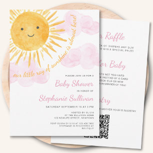 Alles in einem QR-Code-Sonnen-Babyparty für Mädche Einladung