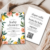 Alles in einem rosa gelben Lemon Baby Dusche Einladung