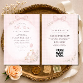 Alles in Einem Rosa Gingham-Baby-Party Einladung