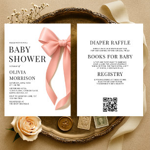 Alles in Einem Rosa Schleife Coquette Baby Shower Einladung