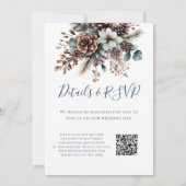 Alles in einem rustikalen floralen Pinecone QR Cod Einladung (Rückseite)