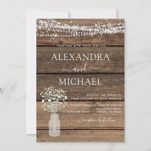 Alles in einem rustikalen QR-Code Country Jar Wedd Einladung (Vorderseite)