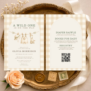 Alles in Einem Safari Wild One Babyparty Einladung