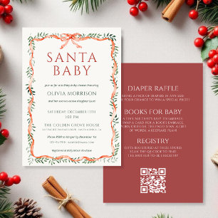Alles in Einem Santa Baby Bow Winter Babyshower Einladung