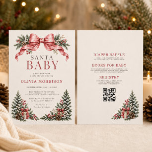 Alles in Einem Santa Baby Rote Schleife Baby Showe Einladung