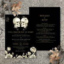 Alles in einem Schwarz-Gold-Gothic-Skulls Hochzeit