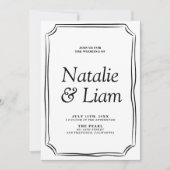Alles in einem Schwarz-Weiß-Alt-Geld Hochzeit Einladung (Vorderseite)