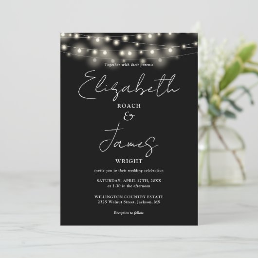 Alles in einem Schwarz-Weiß-Lichthof Einladung (Stehend Vorderseite)