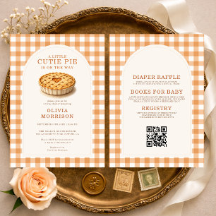Alles in Einem Süßen Pie Herbst Gingham Babyshower Einladung