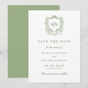 Alles in Einem Vintage Crest Monogramm QR Code Hoc Save The Date