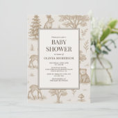 Alles in Einem Waldtiere QR-Code Baby Shower Einladung (Stehend Vorderseite)