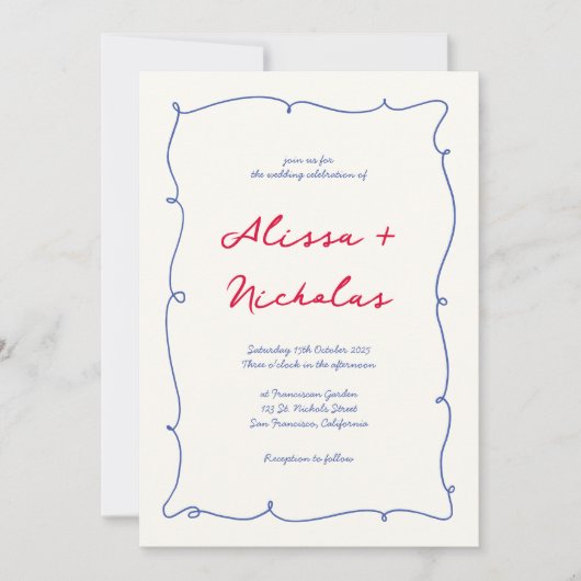 Alles in einem Whimsical Bright Border Script Hoch Einladung (Vorderseite)