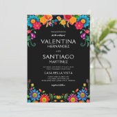 Alles in einer blumenreichen mexikanischen Fiesta- Einladung (Stehend Vorderseite)