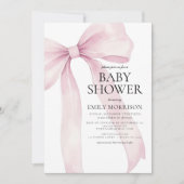 Alles in einer Blush Pink Bow Girl Babydusche Einladung (Vorderseite)