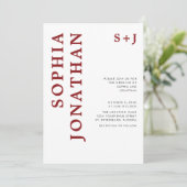 Alles in einer Burgundy-Fett-Typografie-Hochzeit Einladung (Stehend Vorderseite)