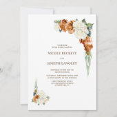 Alles in einer burnt Orange White Floral Hochzeit Einladung (Vorderseite)