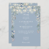 Alles in einer duftigen blauen String-Lights Blume Einladung (Vorne/Hinten)