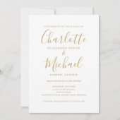 Alles in einer einfachen, eleganten Goldskripthoch Einladung (Vorderseite)