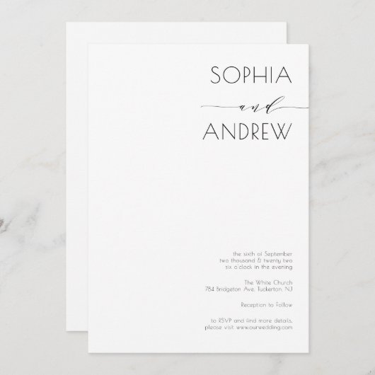 Alles in einer einfachen, modernen Kalligrafie-Hoc Einladung (Vorne/Hinten)