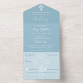 Alles in einer Einladung Bläserkreuz Taufe blau (Innen)