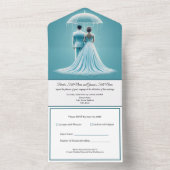 Alles in einer Einladung, Blue Wedding RSVP All In One Einladung (Innen)