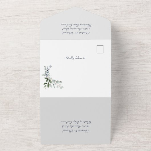 Alles in einer Einladung, Papier: Matte, Umschläge All In One Einladung (Außenbereich)