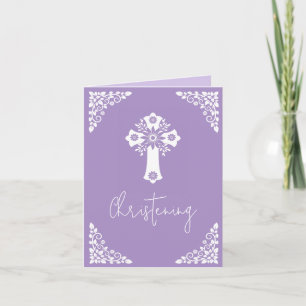 Alles in einer Einladung zur Taufe Cross Lilac