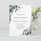 Alles in einer eleganten Eukalyptus- und Berry-Hoc Einladung (Stehend Vorderseite)