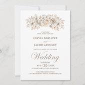 Alles in einer eleganten Hochzeit der Weißen Flora Einladung (Vorderseite)