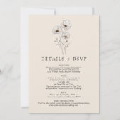 Alles in einer eleganten, modernen blumigen Monogr Einladung (Rückseite)