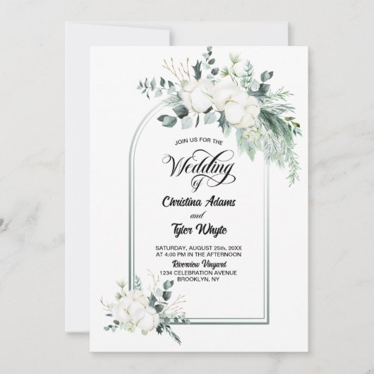 Alles in einer Eukalyptus-Arch-Hochzeit Einladung (Vorderseite)