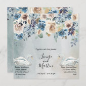 Alles in einer Farbe, florale Wasserfarbe mit weiß Einladung (Vorne/Hinten)