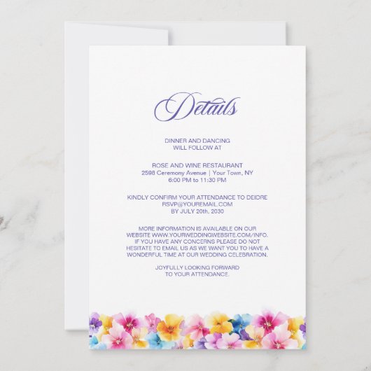 Alles in einer farbenfrohen Oval-Hochzeit Einladung (Rückseite)