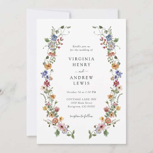 Alles in einer farbenfrohen Wildblume Hochzeit Einladung (Vorderseite)
