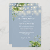 Alles in einer grünen Lichter dusty Blue Wedding Einladung (Vorne/Hinten)