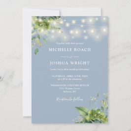 Alles in einer grünen Lichter dusty Blue Wedding Einladung