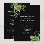 Alles in einer grünen Schwarz-Weiß-Hochzeit Einladung (Vorne/Hinten)