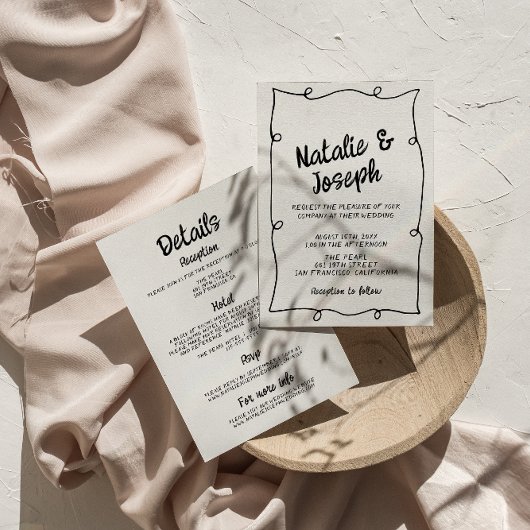 Alles in einer Hand geschrieben moderne Frame Retr Einladung