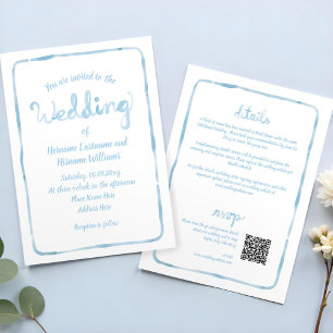 Alles in einer Hand gezeichnet Blue QR UAWG Weddin Einladung