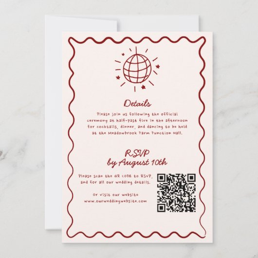 Alles in einer Hand gezeichnet Quirky QR Code Red  Einladung (Rückseite)