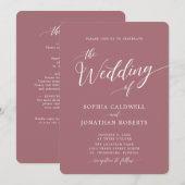 Alles in einer Kalligrafie Trendy Dusty Rose Weddi Einladung (Vorne/Hinten)