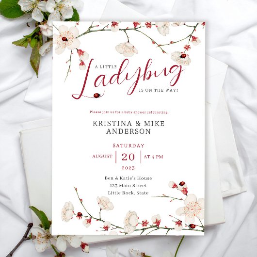 Alles in einer kleinen Ladybug QR Code Dusche Einladung