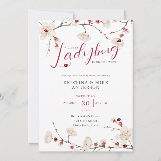 Alles in einer kleinen Ladybug QR Code Dusche Einladung (Vorderseite)