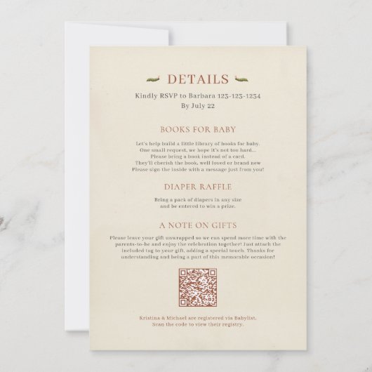 Alles in einer kleinen Liebe Bug Baby Dusche Einla Einladung (Rückseite)