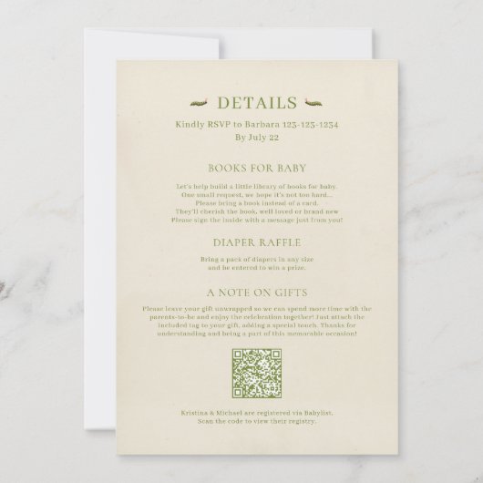 Alles in einer kleinen Liebe Bug Baby Dusche Einla Einladung (Rückseite)