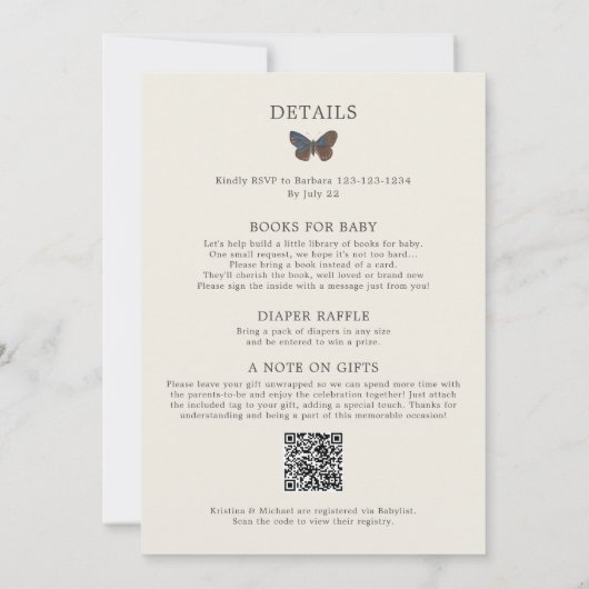 Alles in einer kleinen Liebe Bug Baby Dusche Einla Einladung (Rückseite)